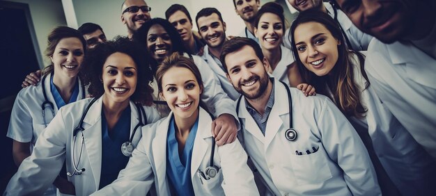 Medisch team Cheer Groep van artsen glimlachend voor de camera