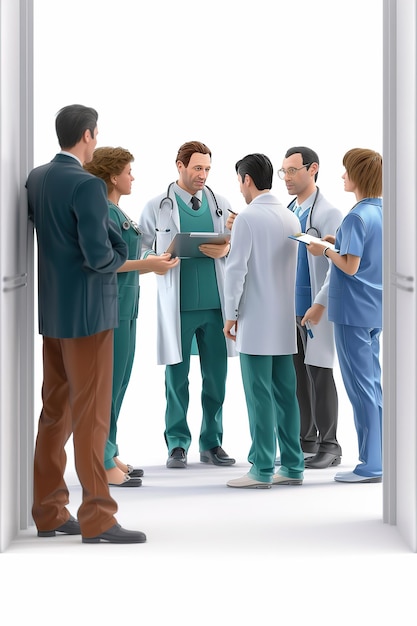 Medisch team dat een discussie heeft in een heldere kamer