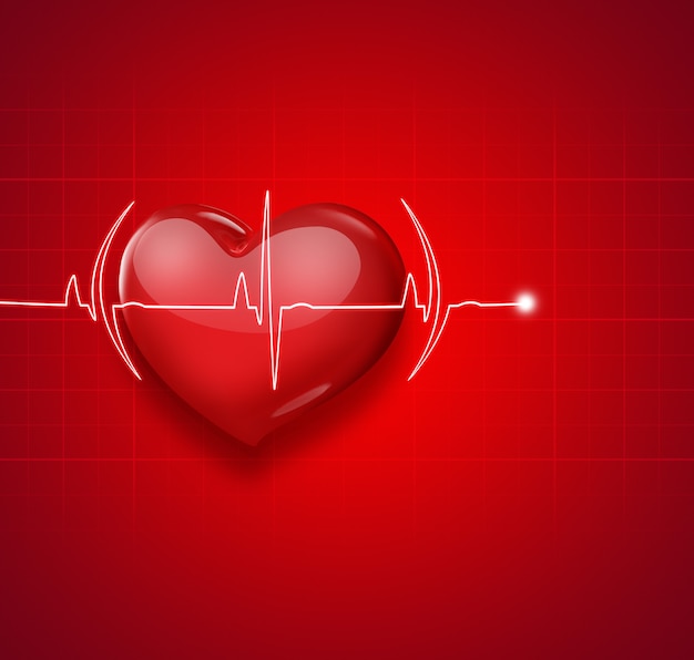 Medische achtergrond met rood hart en pols