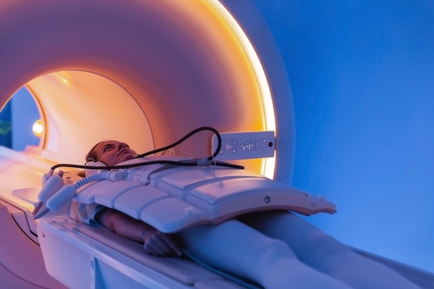 Medische CT- of MRI-scan met een patiënt in de moderne radiografie-afdeling van het ziekenhuis.