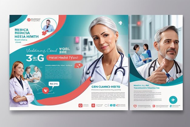 Medische gezondheidszorg banner of vierkante flyer voor sociale media post templateMedische gezondheidszorg banner of vierkante flyer voor sociale media post template