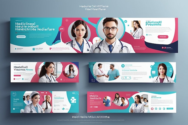 Medische gezondheidszorg youtube miniatuur en web banner sjabloon premium eps