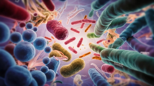 Medische illustratie van bacteriële cellen