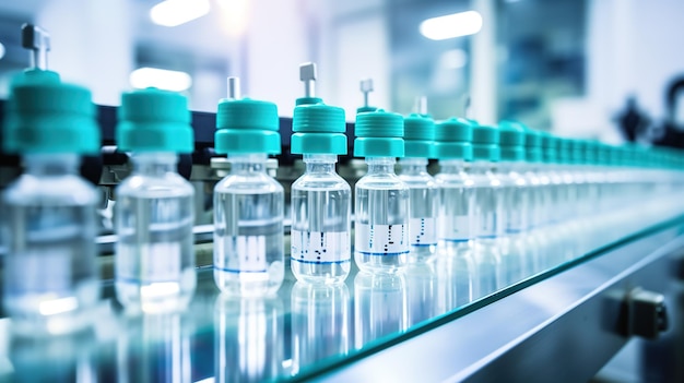 Medische injectieflacons op de productielijn van een farmaceutische fabriek