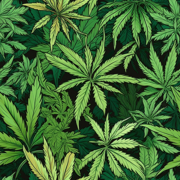 Medische marihuana kunst naadloos patroon Bloem lente Genereer Ai