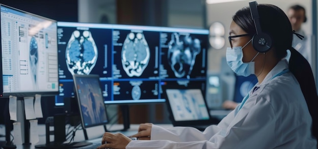 Medische professionals gebruiken een AI-interface om de uitkomsten van de behandeling te simuleren, waardoor een weloverwogen besluitvorming wordt vergemakkelijkt