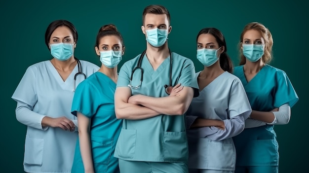 Medische professionals in chirurgische maskers