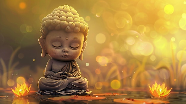 Foto meditatie van de kleine boeddha op de gelukkige vesak-dag