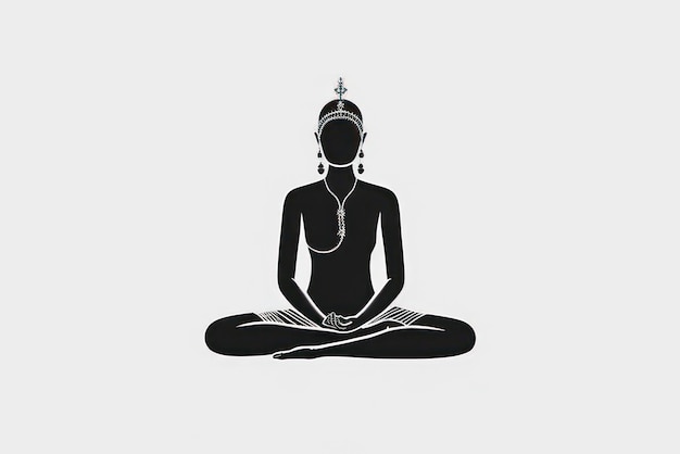 Meditatie yoga mens in lotus minimalistisch logo oosterse godheid generatieve ai