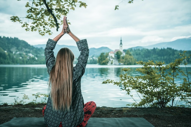 Meditating by the lake