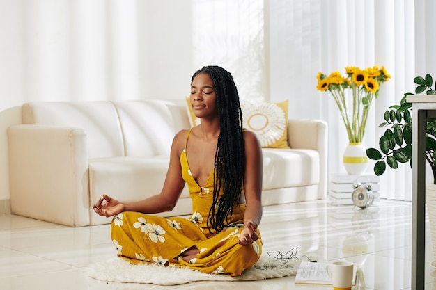 Meditating youn woman