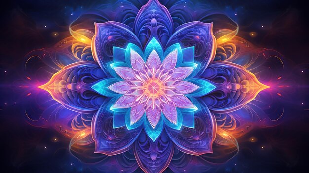 meditation 3d mandala beautiful color light trippy futuristic background