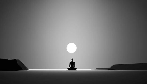 A meditation in the dark with a full moon above it.