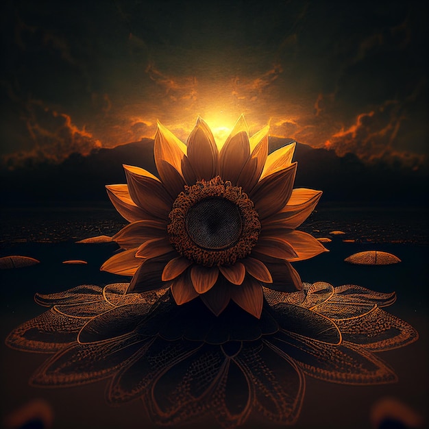 Meditation flower abstraction illustration Generative AI