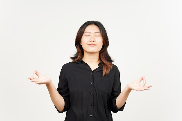 Meditation Gesture of Beautiful Asian Woman Isolated On White Background