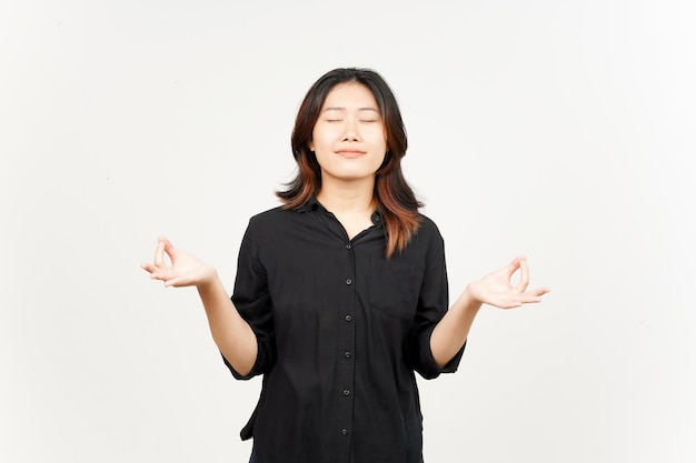 Meditation Gesture of Beautiful Asian Woman Isolated On White Background