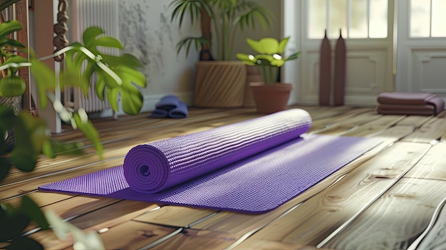 Meditation purple yoga mat