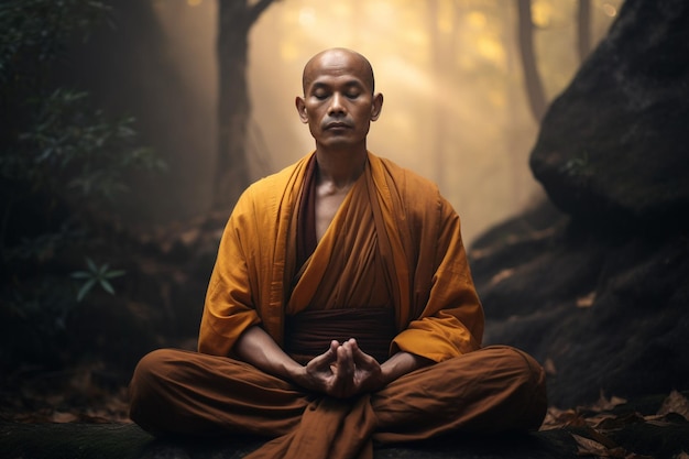 Meditation in spiritual zen scenery
