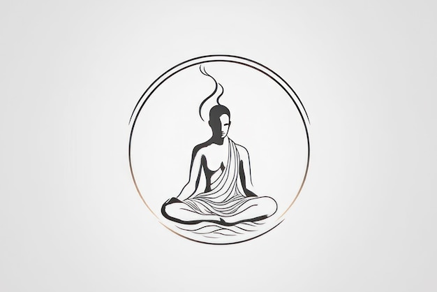 Meditation yoga human in lotus minimalist logo oriental deity generative ai