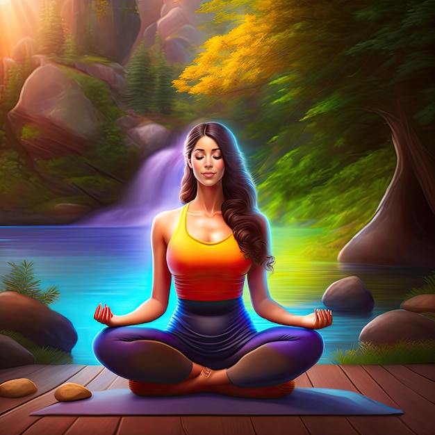 Meditation in yoga lotus position