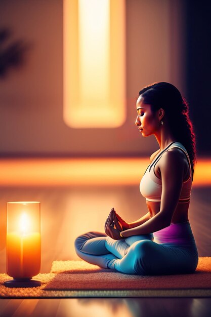 Meditation in yoga lotus position