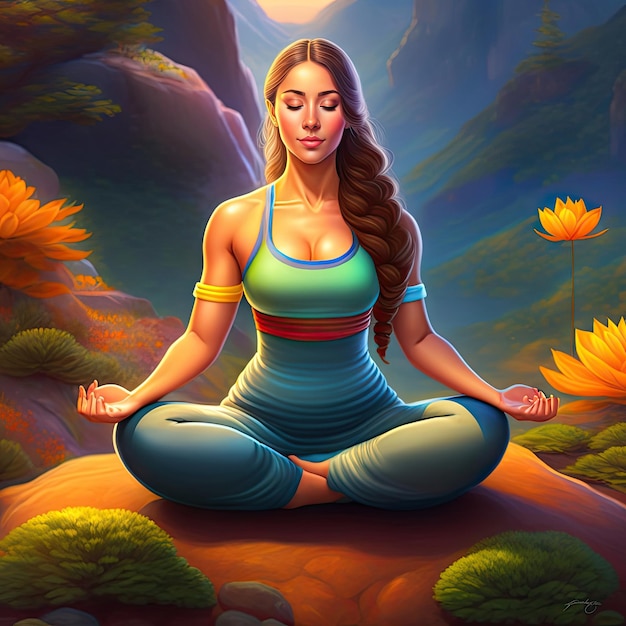 Meditation in yoga lotus position