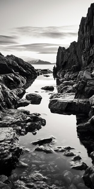 Meditative Black And White Scottish Landscape With Distinct Framing