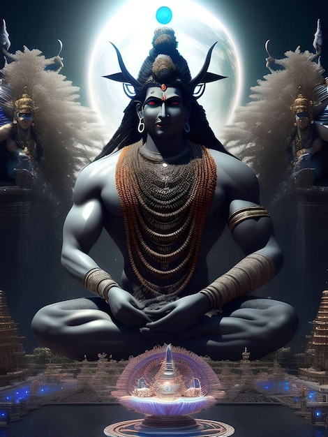 Photo meditative masterpieces shiva in tranquil reflection