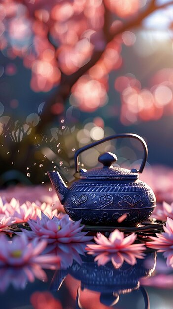 Meditative teapot lotus petals