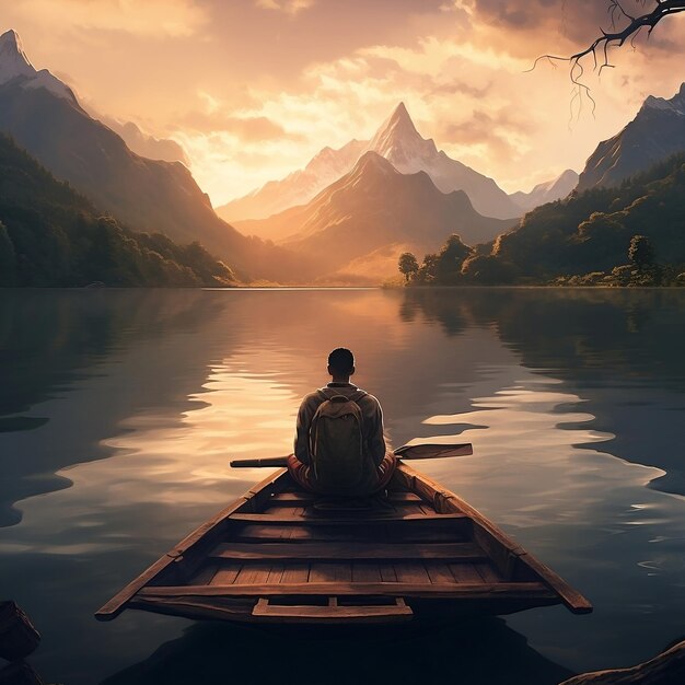 Meditative Zen Boat Journey Generative AI