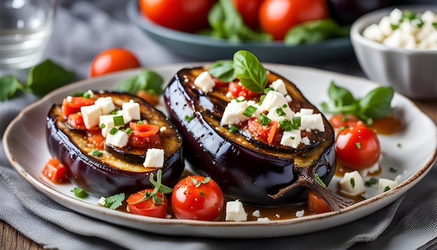 Mediterraan gebakken aubergine met tomaten en feta recept