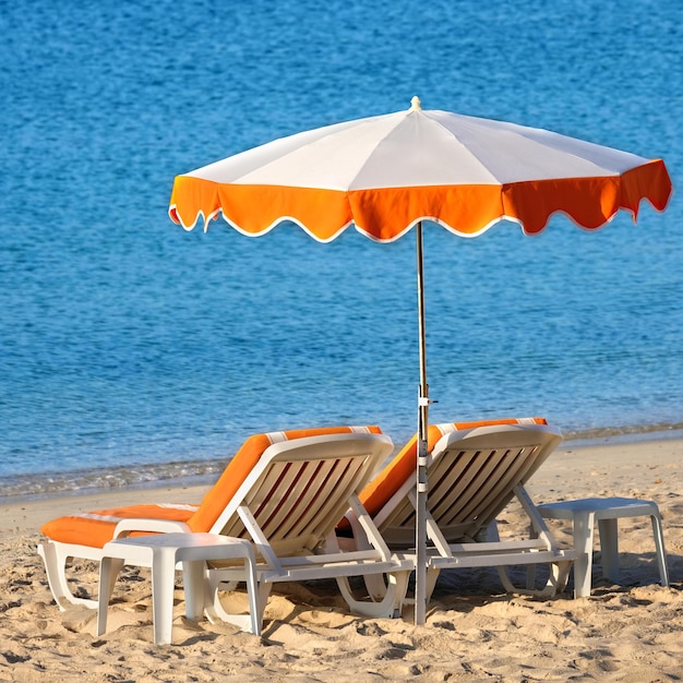 Mediterrane strandstoelen parasol vierkant