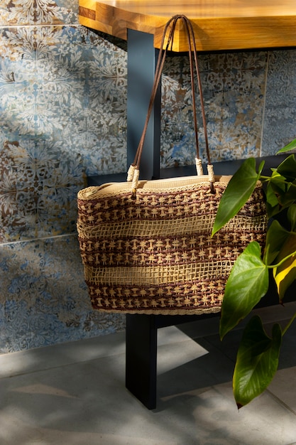 Photo mediterranean aesthetics bag still life