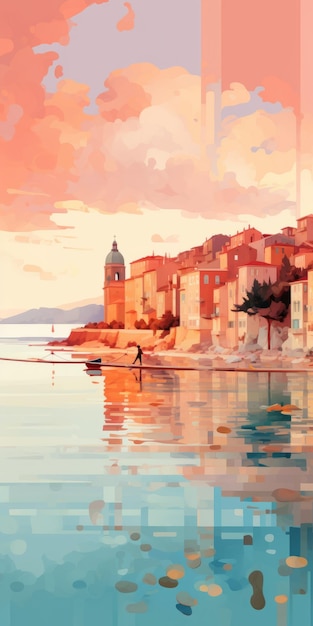 Mediterranean beach houses a digital painting inspired by krenz cushart