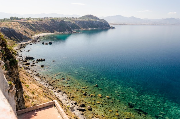 Mediterranean beach in Milazzo Sicily Italy