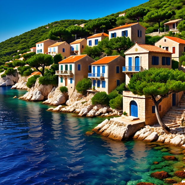 Foto la costa mediterranea della croazia vicino a dubrovnik è davvero un paradiso sulla terra con il suo cristallo