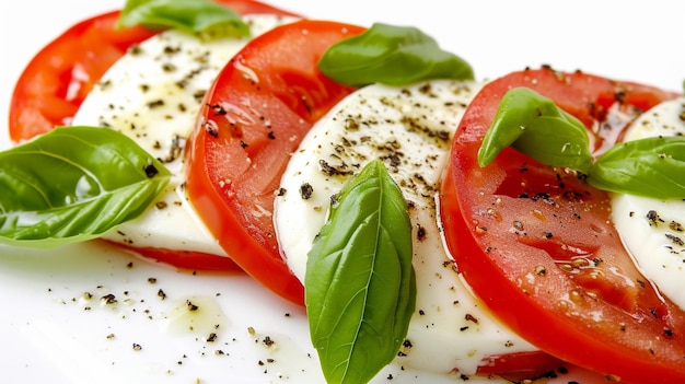 a Mediterranean Cuisine Caprese Salad with isolated on white background