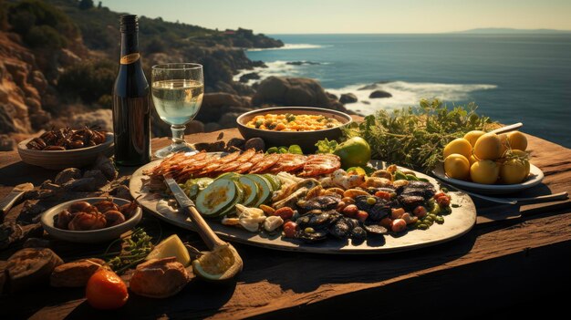 Photo mediterranean feast by the sea