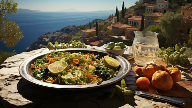 Photo mediterranean feast by the sea