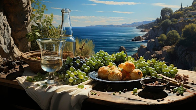 Photo mediterranean feast by the sea