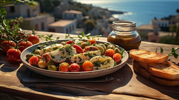 Photo mediterranean feast by the sea