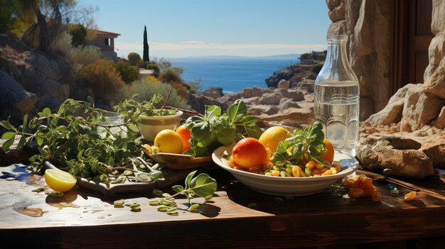 Photo mediterranean feast by the sea