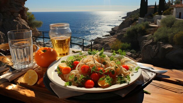 Photo mediterranean feast by the sea