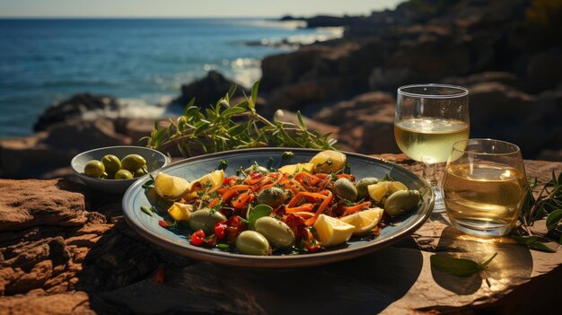 Photo mediterranean feast by the sea