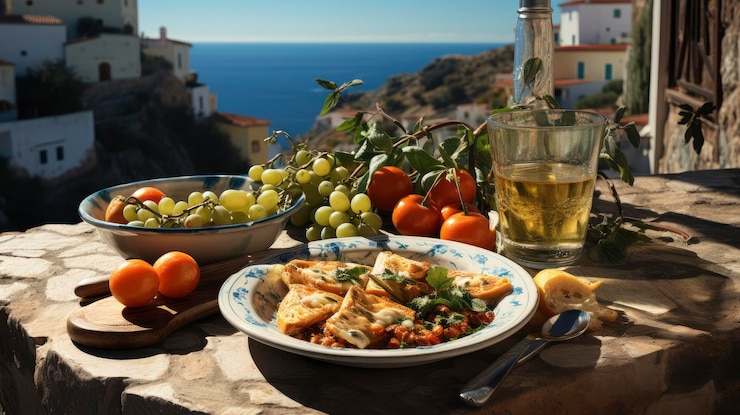 Photo mediterranean feast by the sea