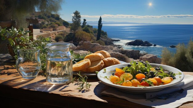 Photo mediterranean feast by the sea