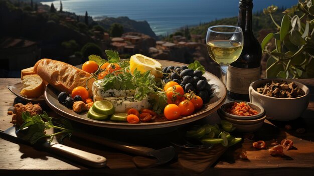 Photo mediterranean feast by the sea