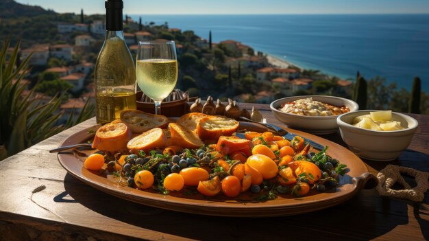 Photo mediterranean feast by the sea