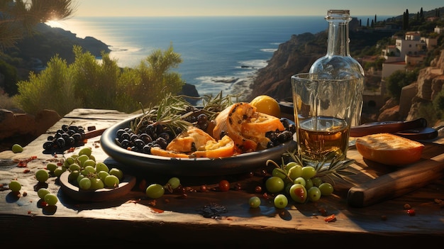 Photo mediterranean feast by the sea