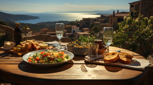 Photo mediterranean feast by the sea